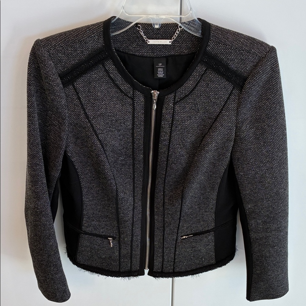 White House Black Market Textured Black and Gray Blazer